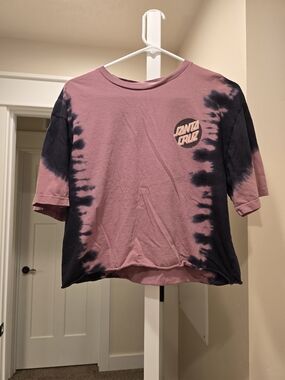 Santa Cruz Tie-Dye Crop Tee - Mauve & Black
